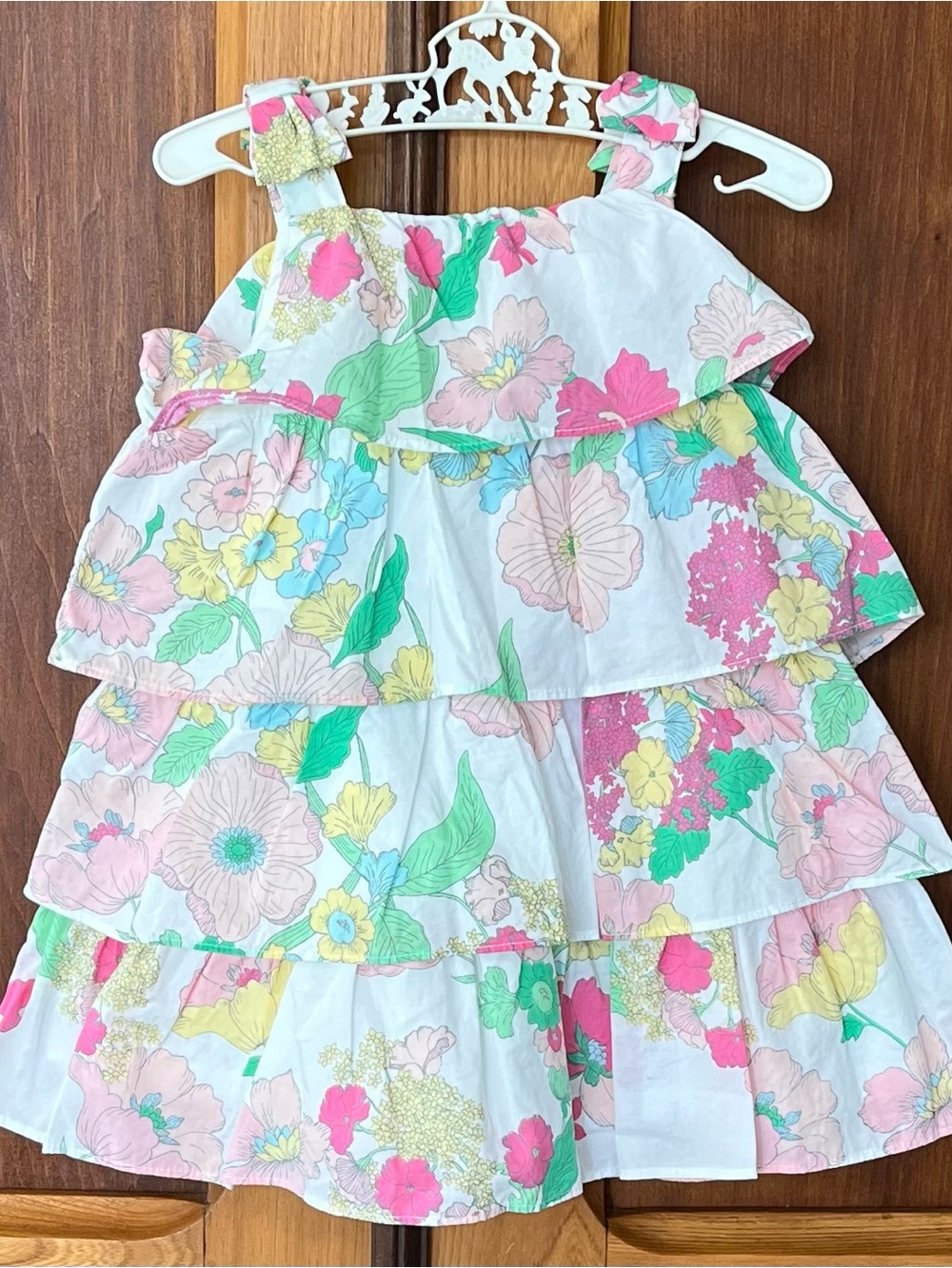 Janie and Jack Baby Girl White Tiered Floral Sundress Pastel Blooms 6-12M